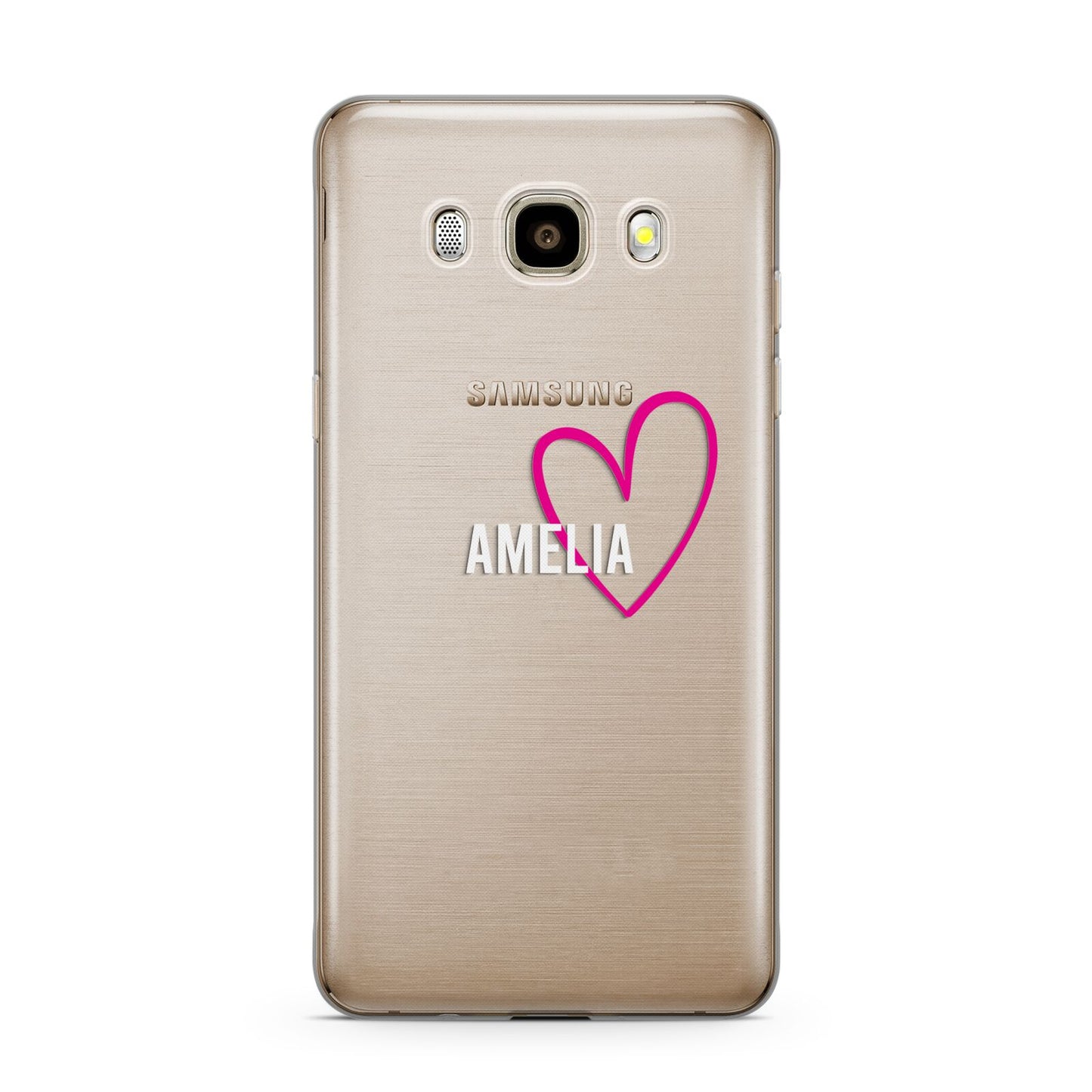 Personalised Font With Heart Samsung Galaxy J7 2016 Case on gold phone