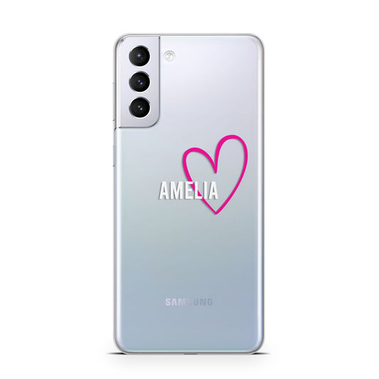 Personalised Font With Heart Samsung S21 Plus Phone Case