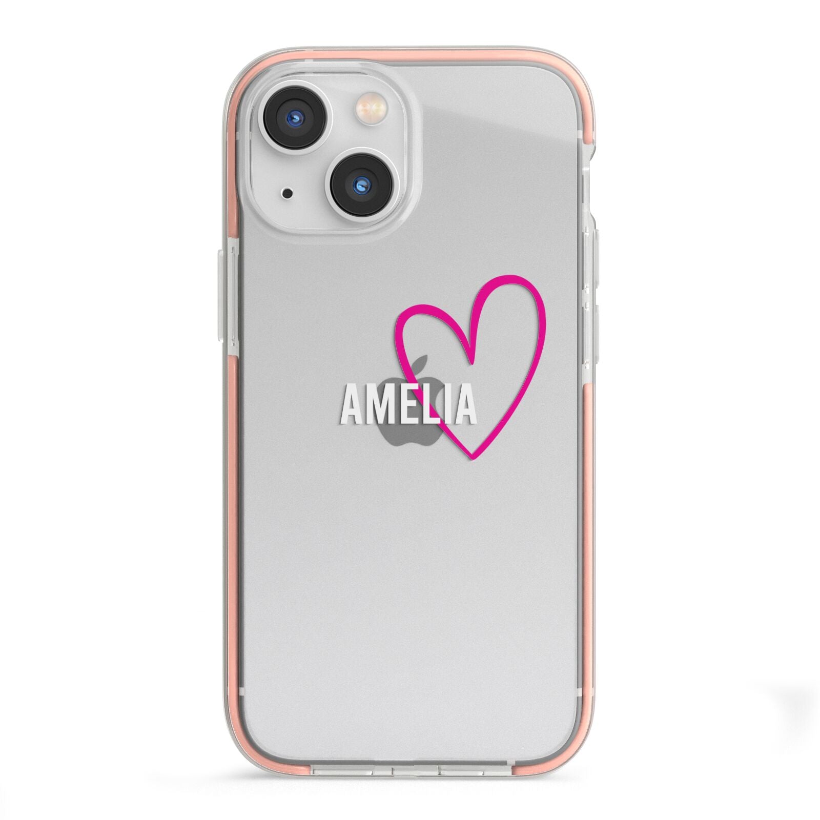 Personalised Font With Heart iPhone 13 Mini TPU Impact Case with Pink Edges