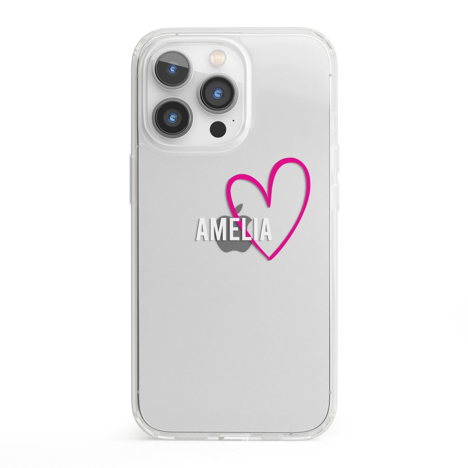 Personalised Font With Heart iPhone 13 Pro Clear Bumper Case