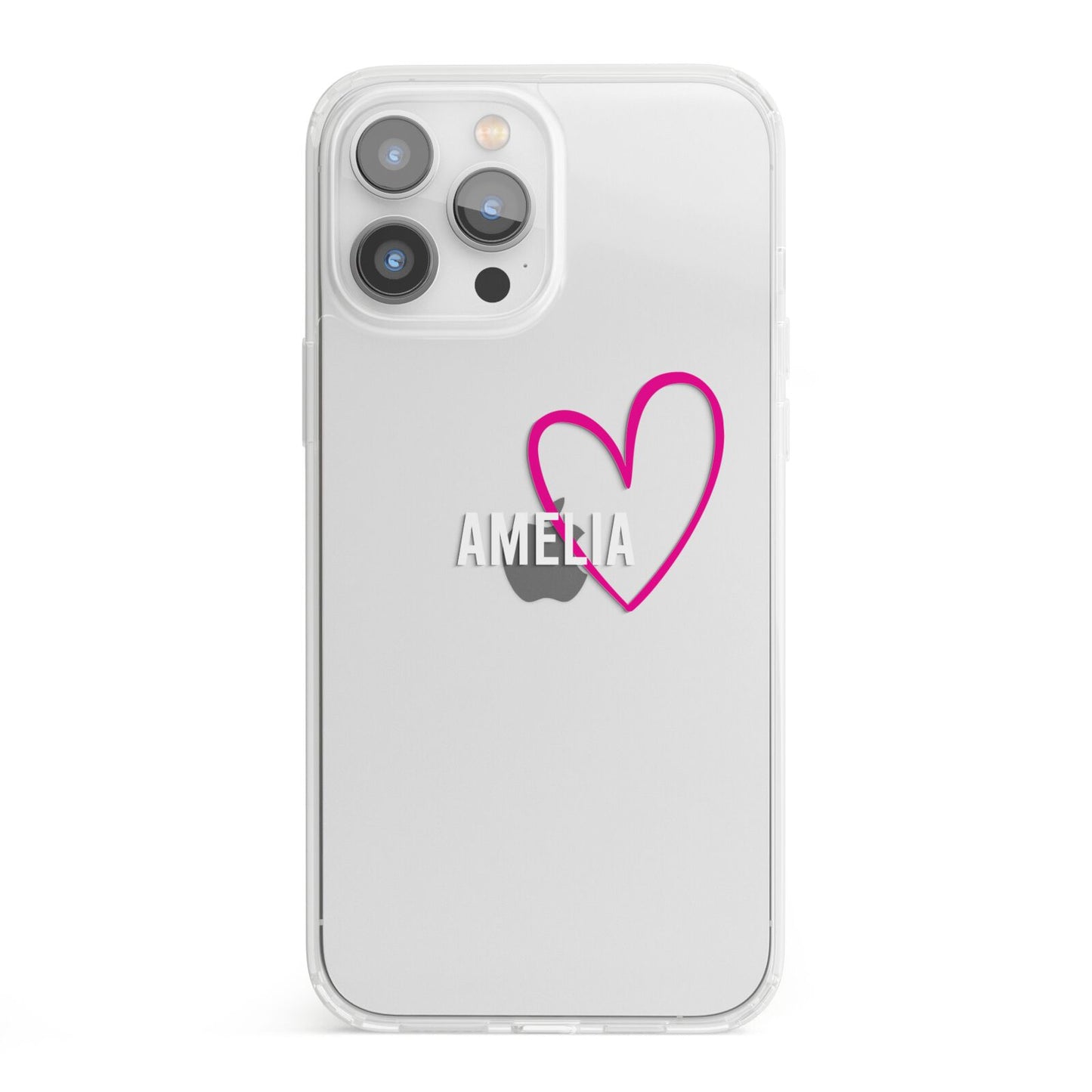 Personalised Font With Heart iPhone 13 Pro Max Clear Bumper Case