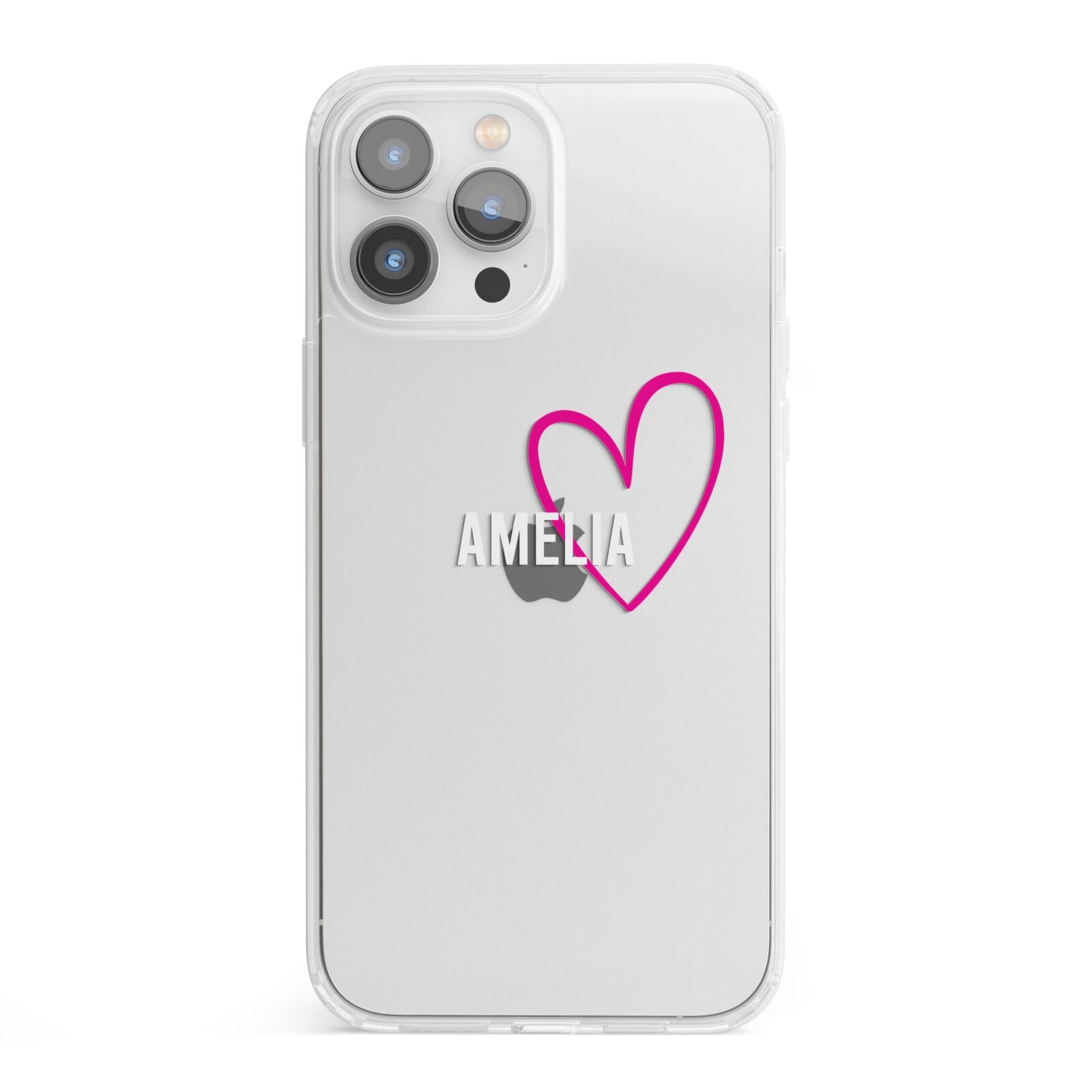 Personalised Font With Heart iPhone 13 Pro Max Clear Bumper Case