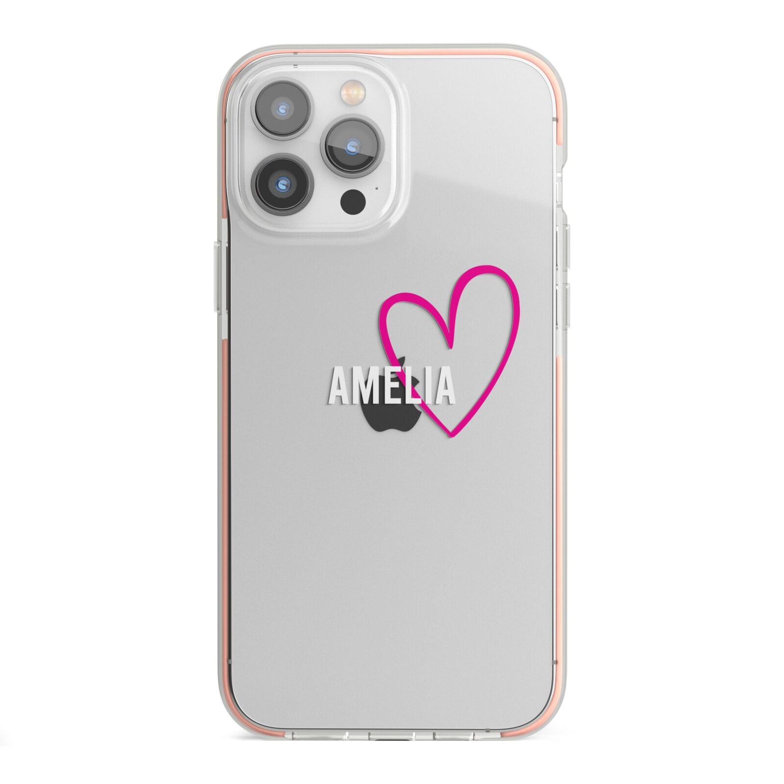 Personalised Font With Heart iPhone 13 Pro Max TPU Impact Case with Pink Edges