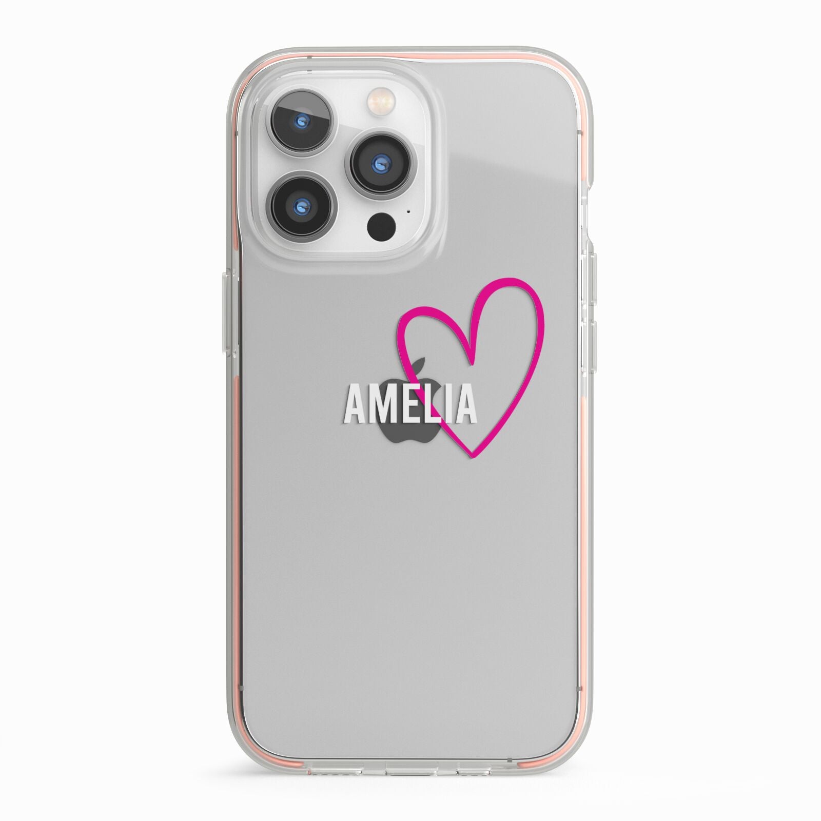 Personalised Font With Heart iPhone 13 Pro TPU Impact Case with Pink Edges