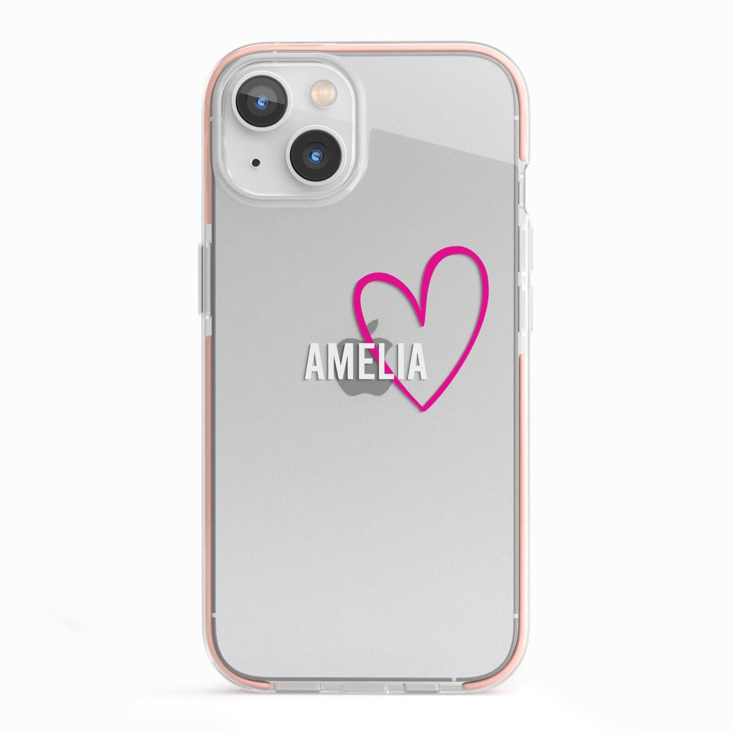 Personalised Font With Heart iPhone 13 TPU Impact Case with Pink Edges