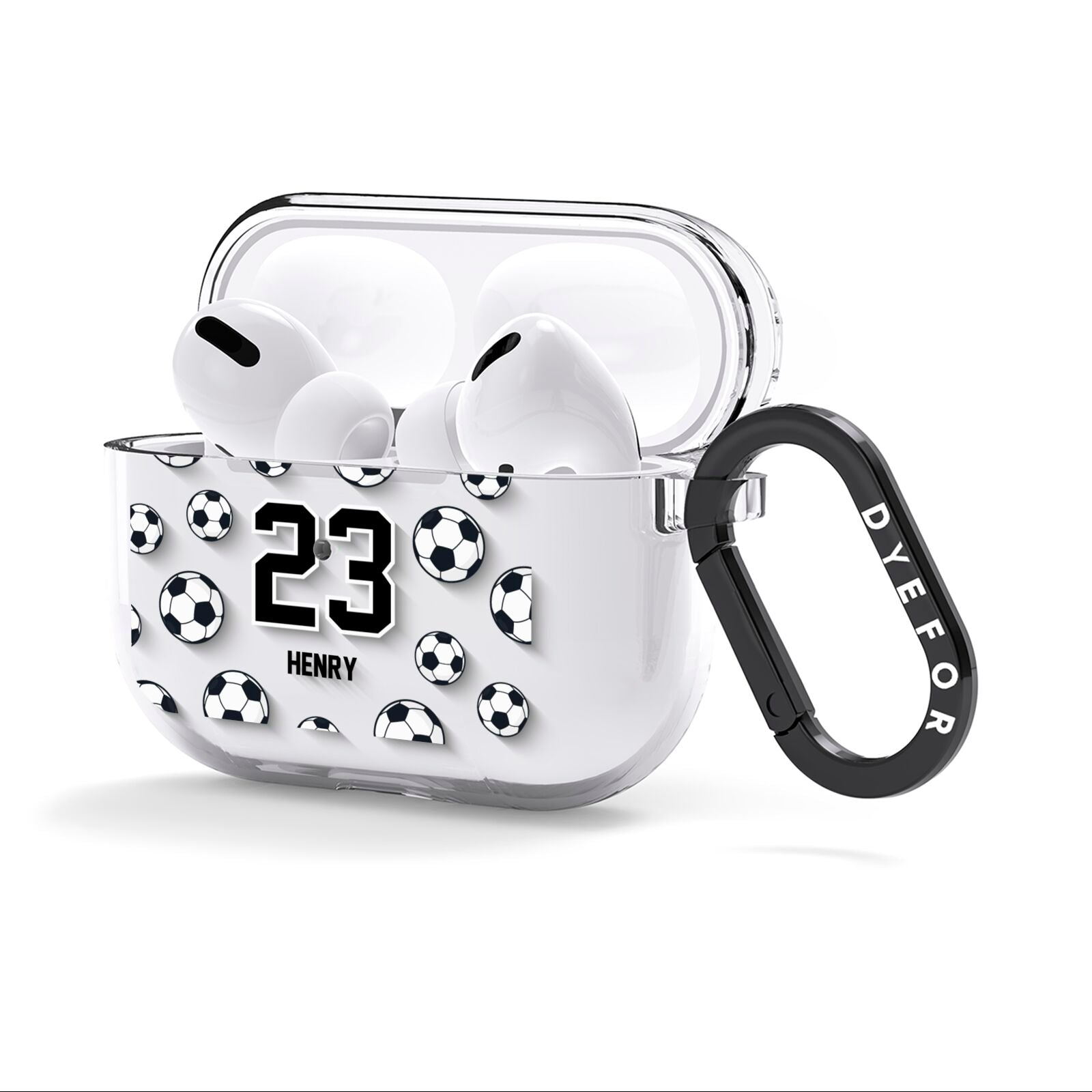 Personalised Football AirPods Clear Case 3rd Gen Side Image