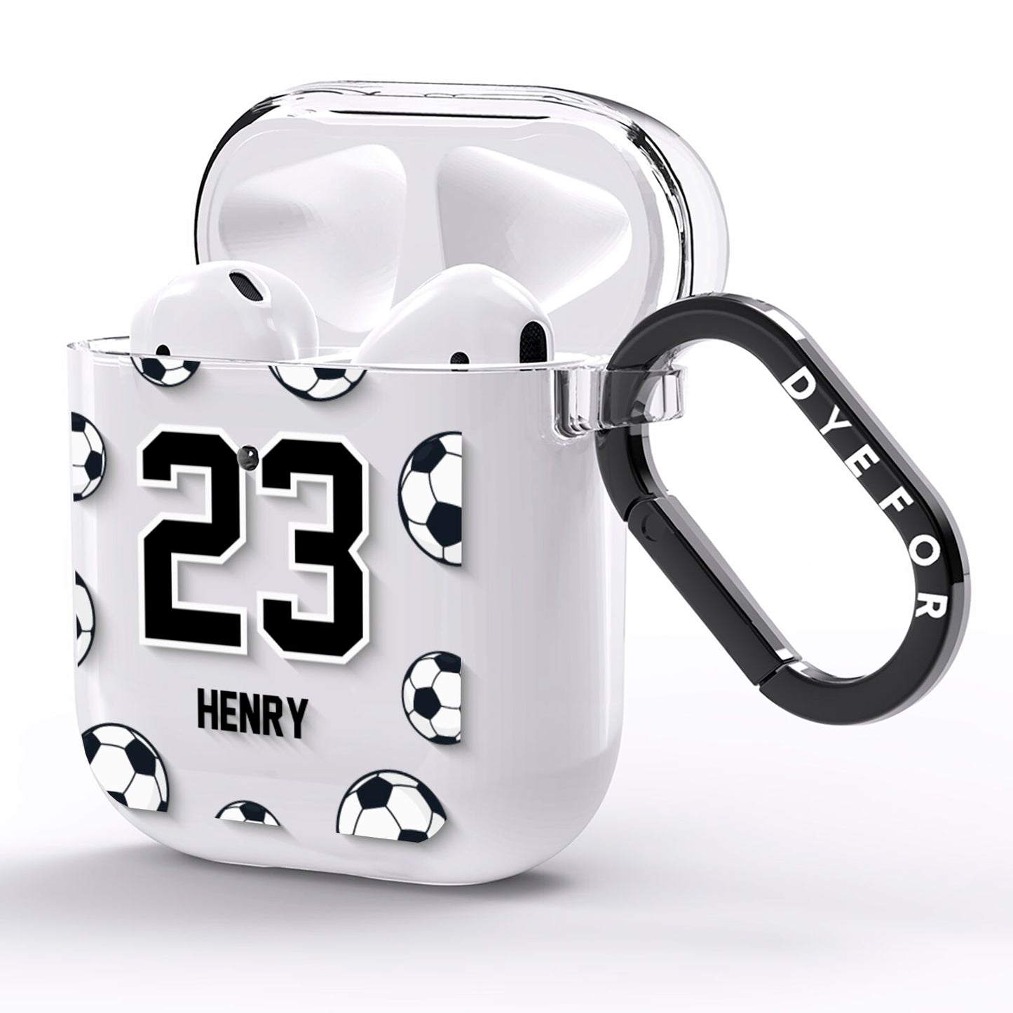 Personalised Football AirPods Clear Case Side Image