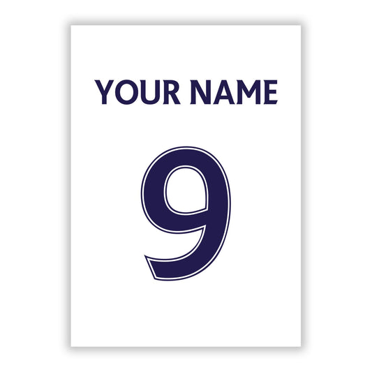 Personalised Football Name and Number A5 Flat Greetings Card