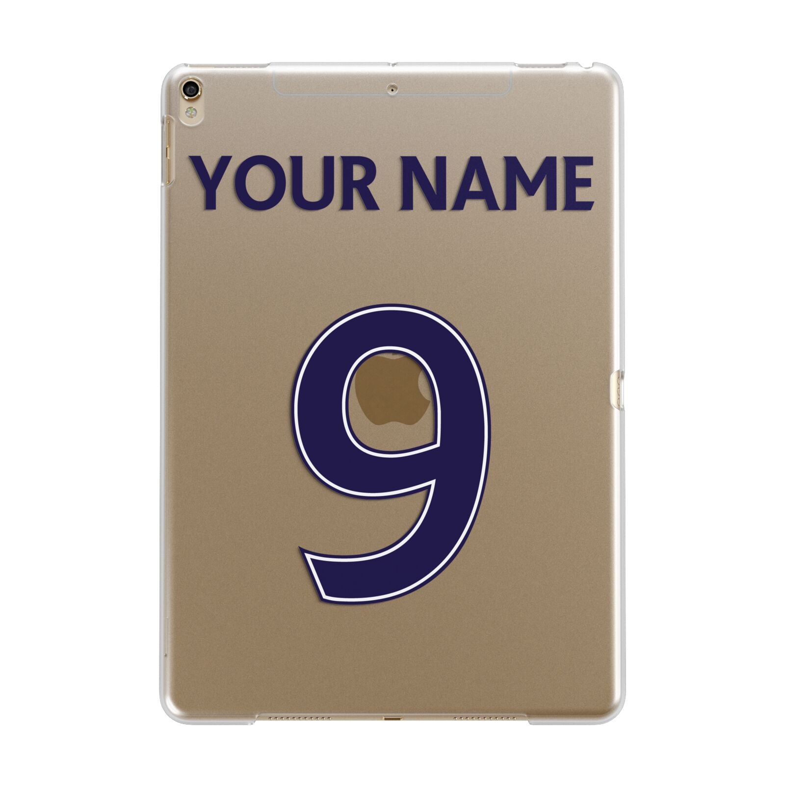 Personalised Football Name and Number Apple iPad Gold Case