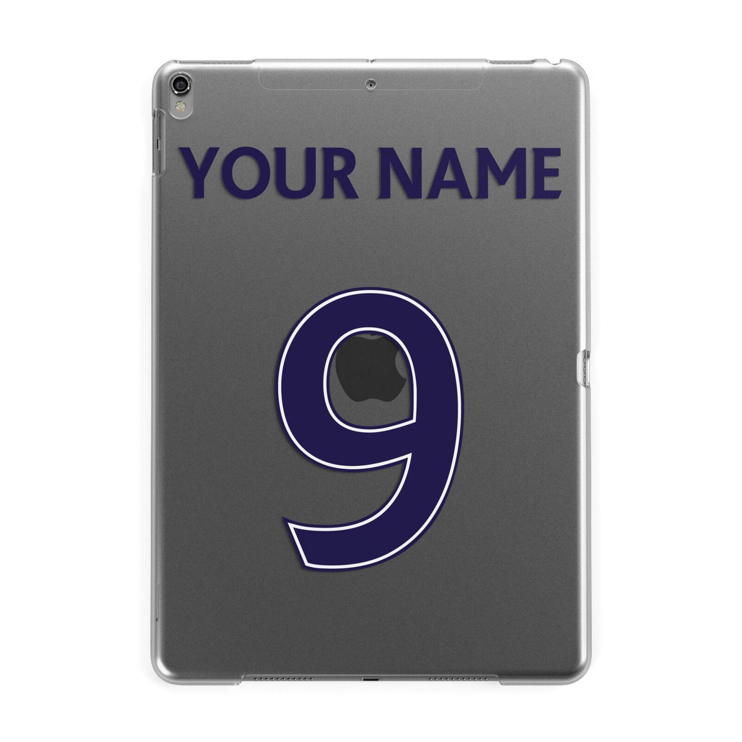 Personalised Football Name and Number Apple iPad Grey Case