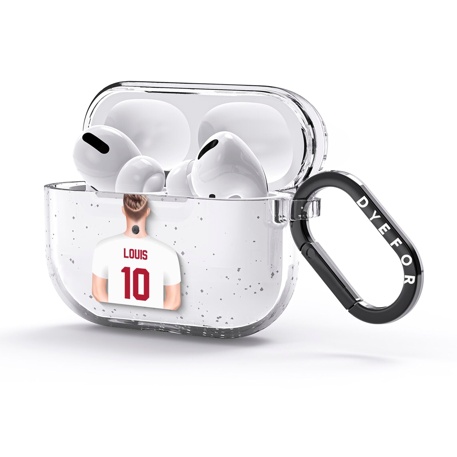 Personalised Football Shirt AirPods Glitter Case 3rd Gen Side Image