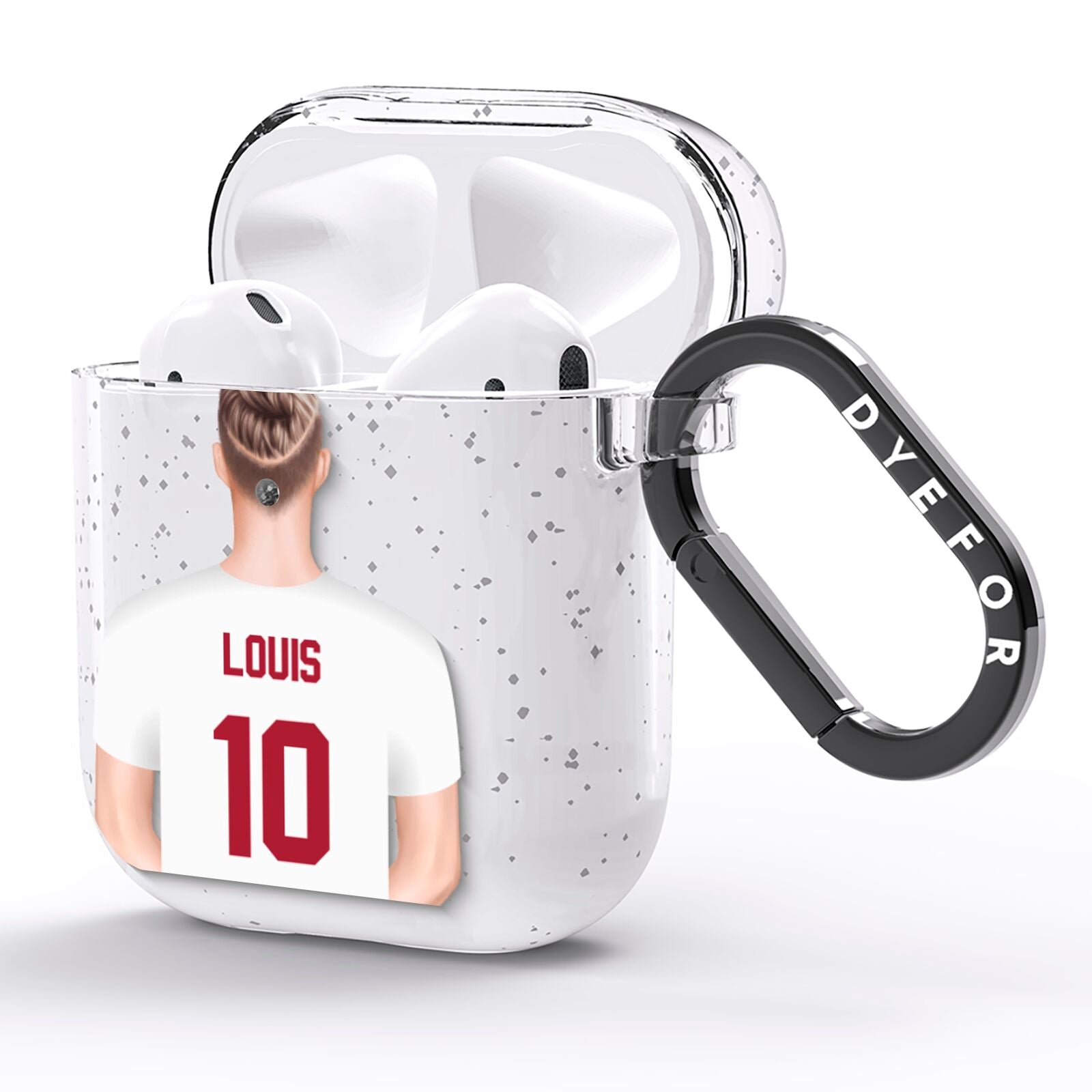 Personalised Football Shirt AirPods Glitter Case Side Image