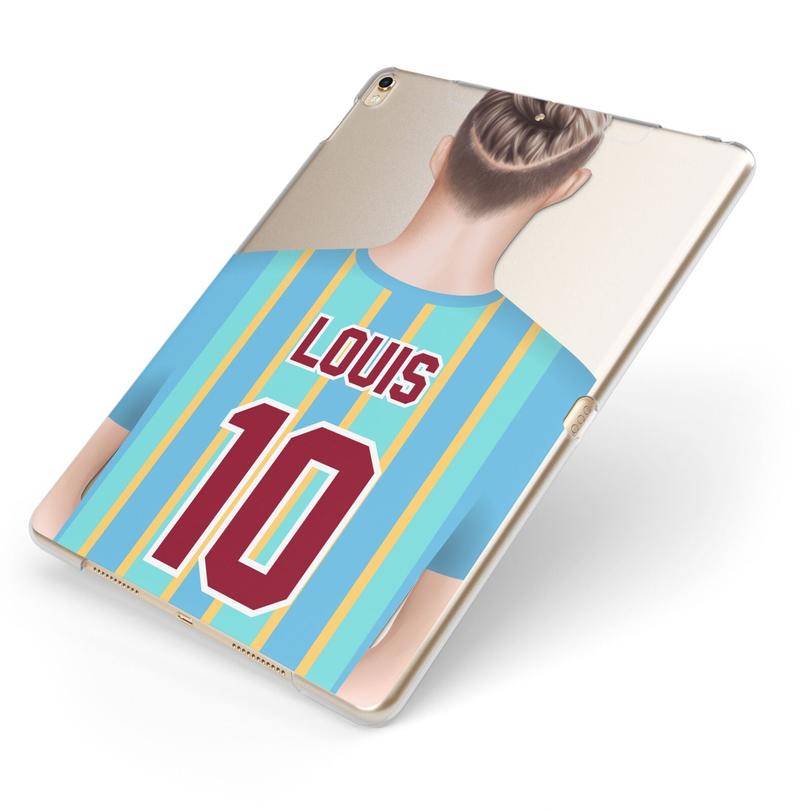 Personalised Football Shirt Apple iPad Case on Gold iPad Side View