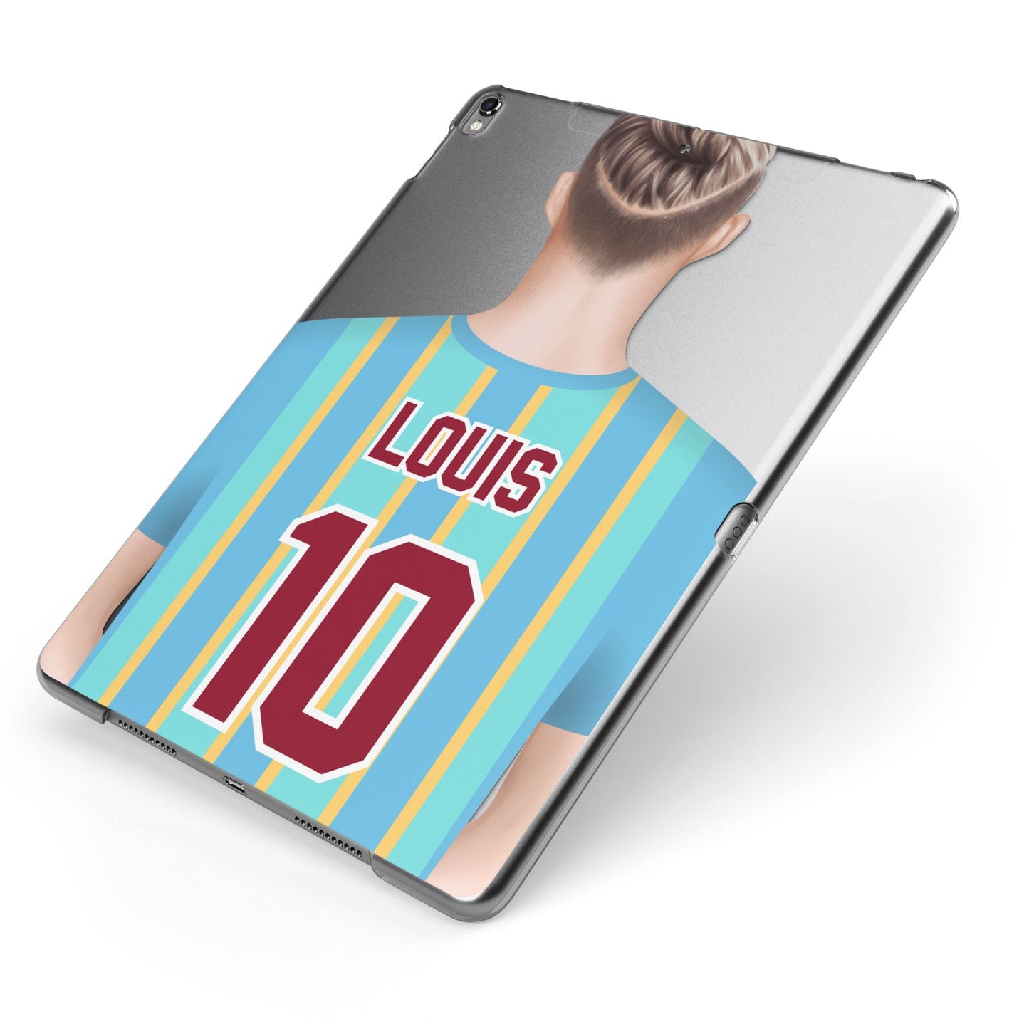 Personalised Football Shirt Apple iPad Case on Grey iPad Side View