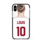 Personalised Football Shirt Apple iPhone Xs Impact Case Black Edge on Silver Phone