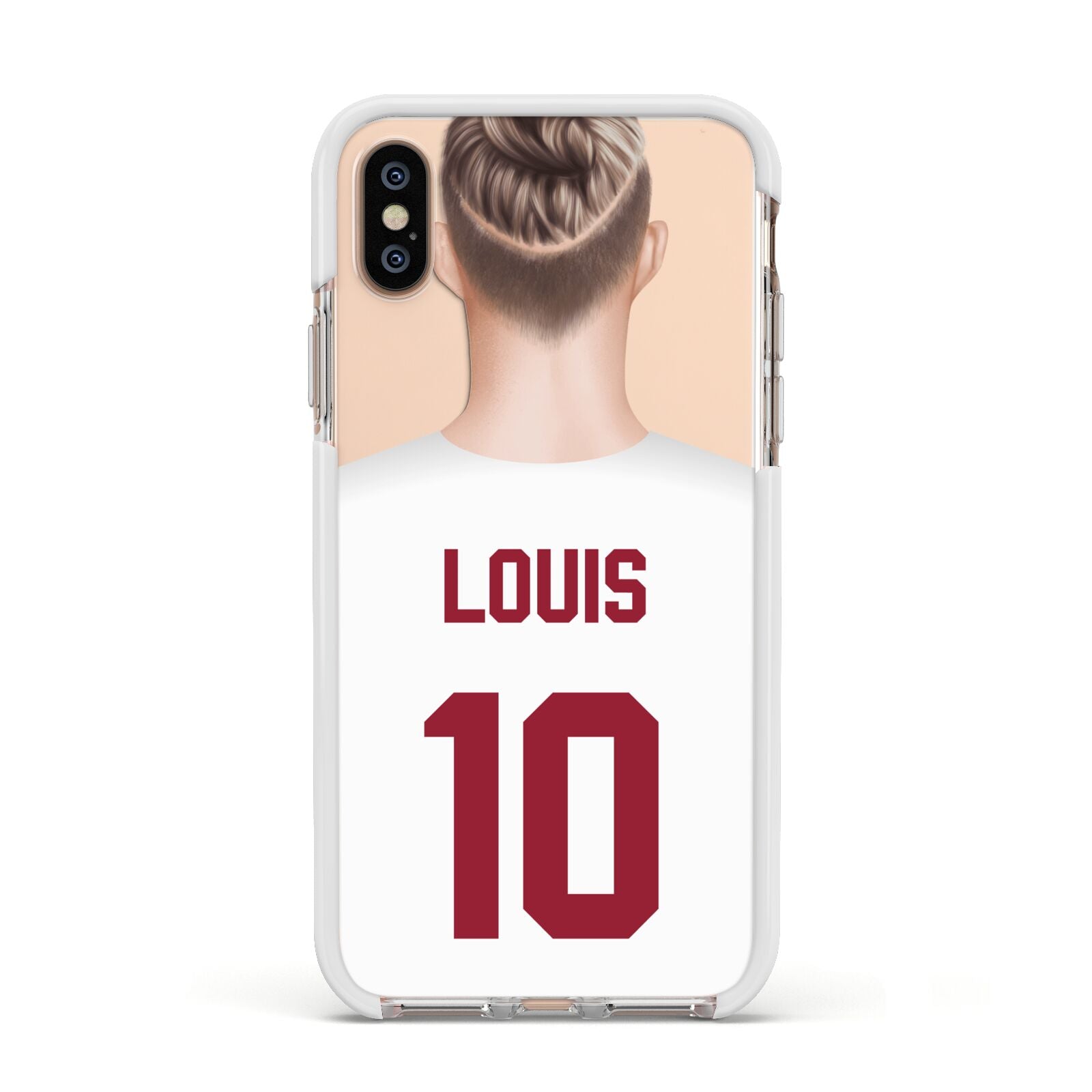 Personalised Football Shirt Apple iPhone Xs Impact Case White Edge on Gold Phone