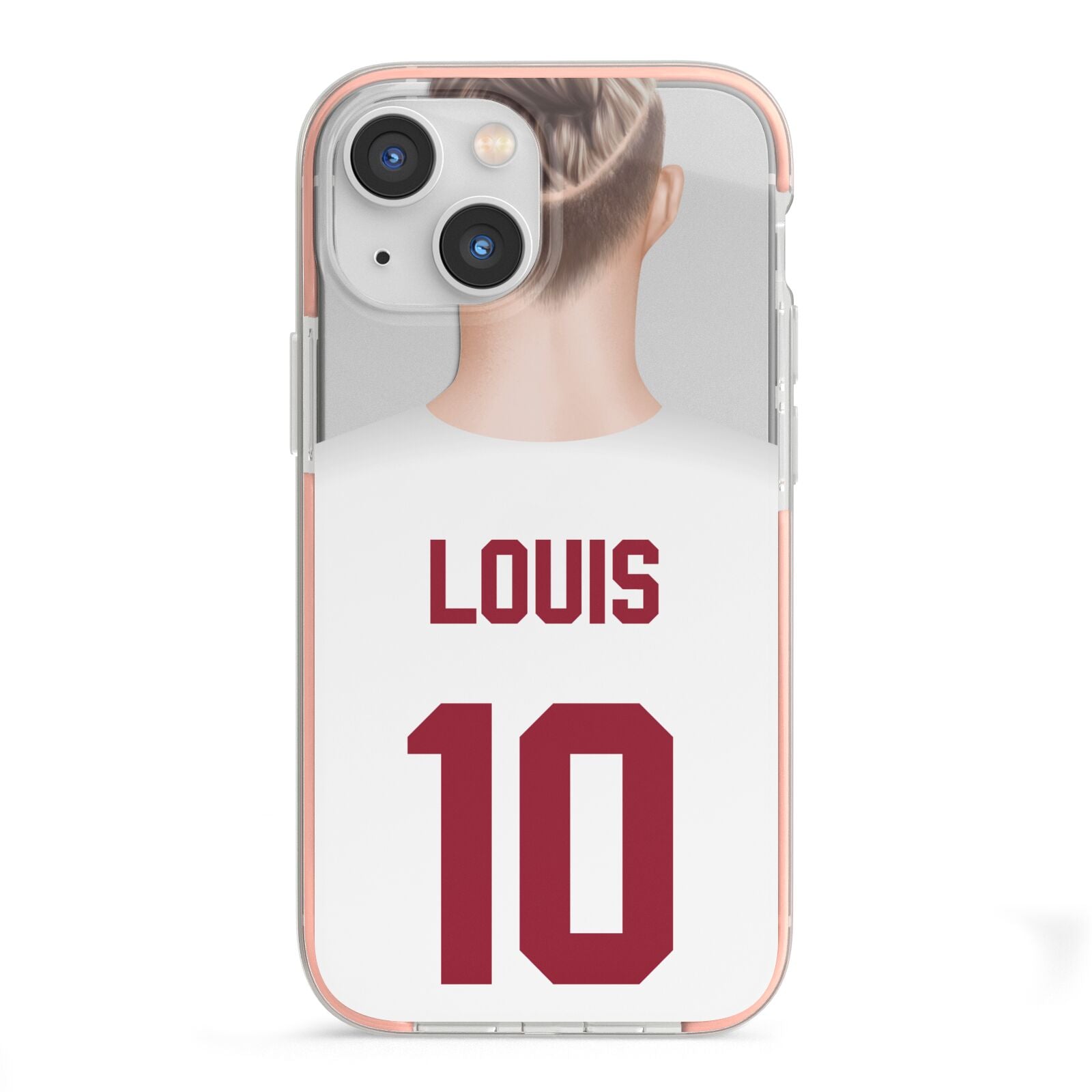 Personalised Football Shirt iPhone 13 Mini TPU Impact Case with Pink Edges