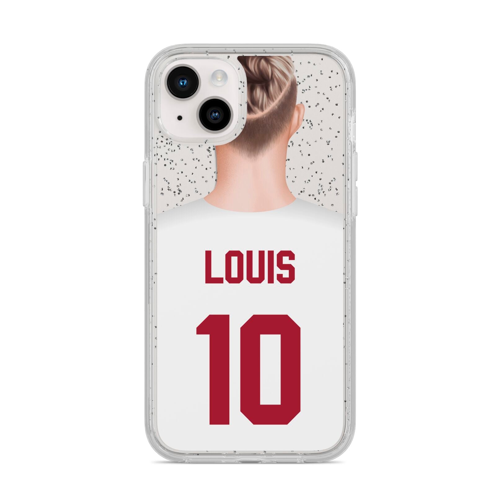 Personalised Football Shirt iPhone 14 Plus Glitter Tough Case Starlight