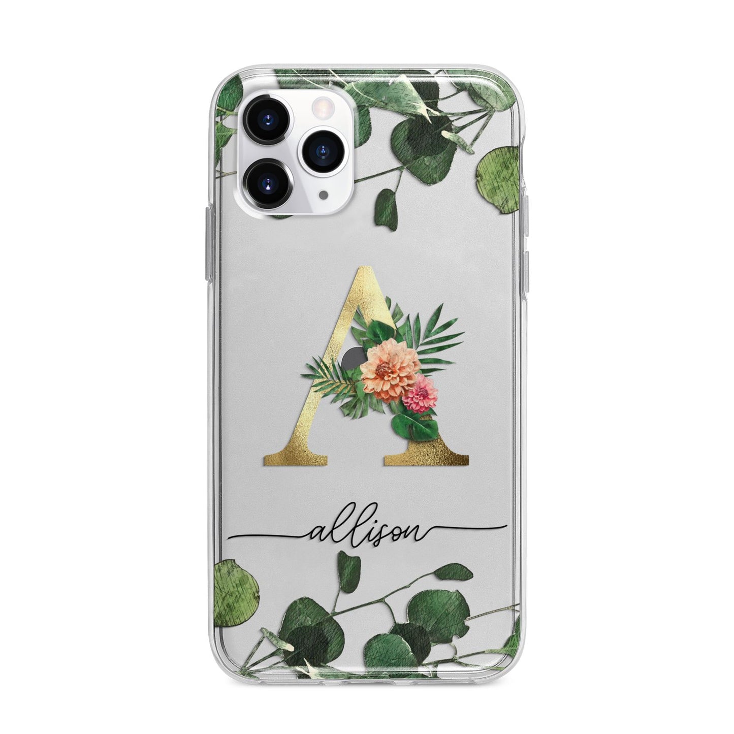 Personalised Forest Monogram Apple iPhone 11 Pro Max in Silver with Bumper Case