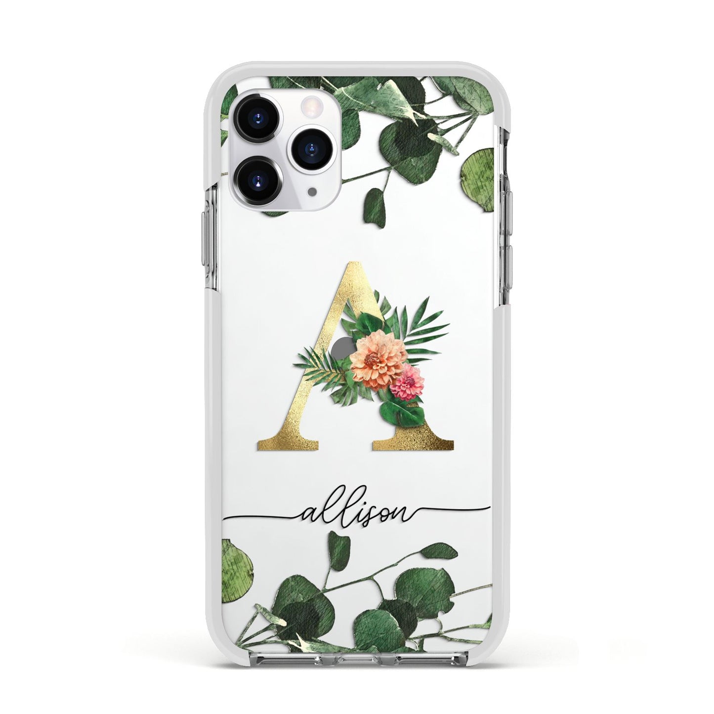 Personalised Forest Monogram Apple iPhone 11 Pro in Silver with White Impact Case