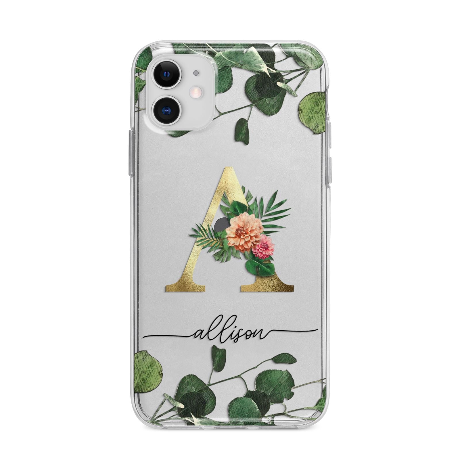 Personalised Forest Monogram Apple iPhone 11 in White with Bumper Case