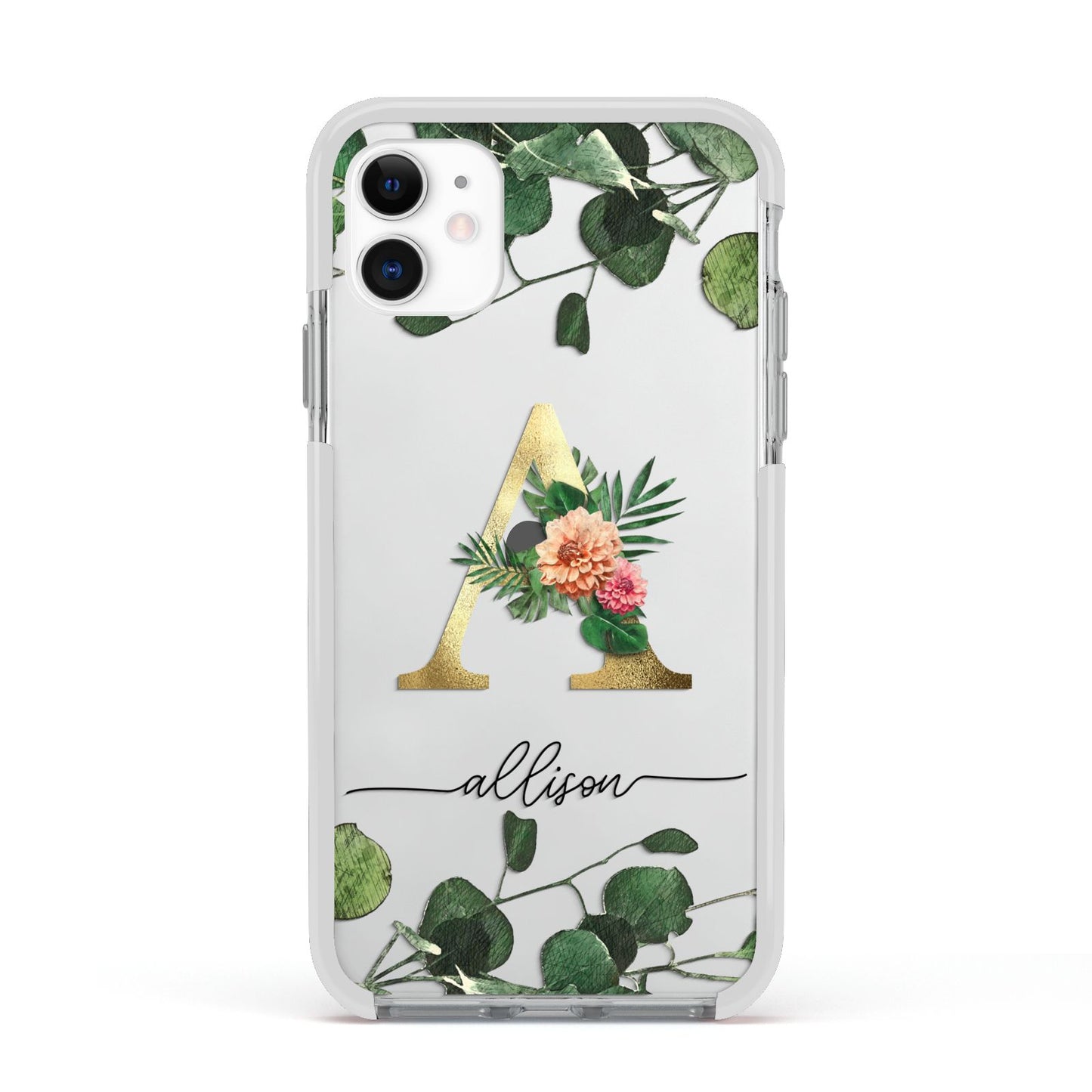 Personalised Forest Monogram Apple iPhone 11 in White with White Impact Case