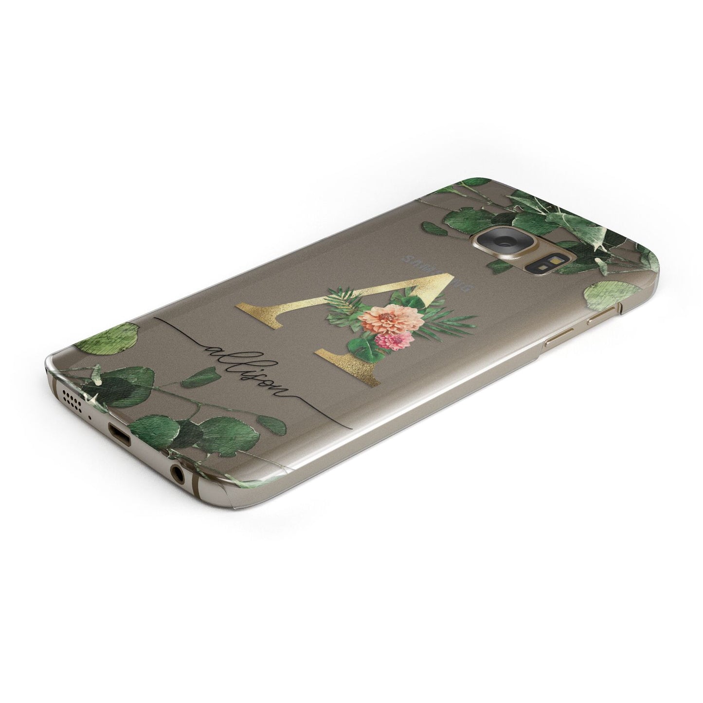 Personalised Forest Monogram Protective Samsung Galaxy Case Angled Image