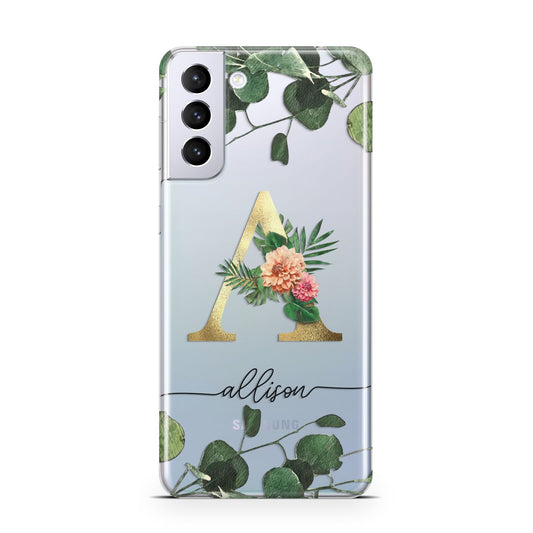 Personalised Forest Monogram Samsung S21 Plus Phone Case