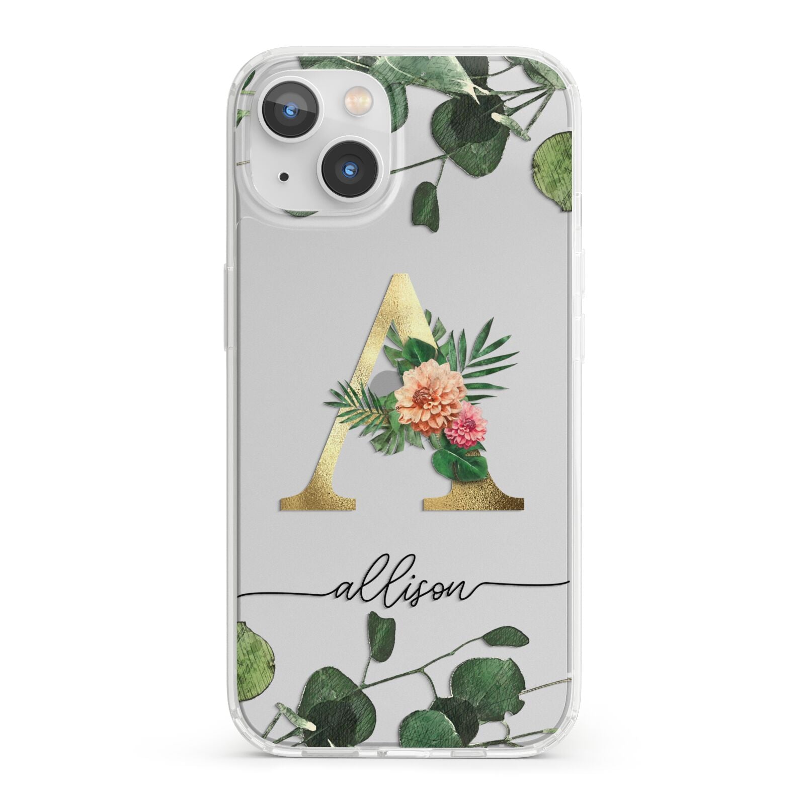 Personalised Forest Monogram iPhone 13 Clear Bumper Case