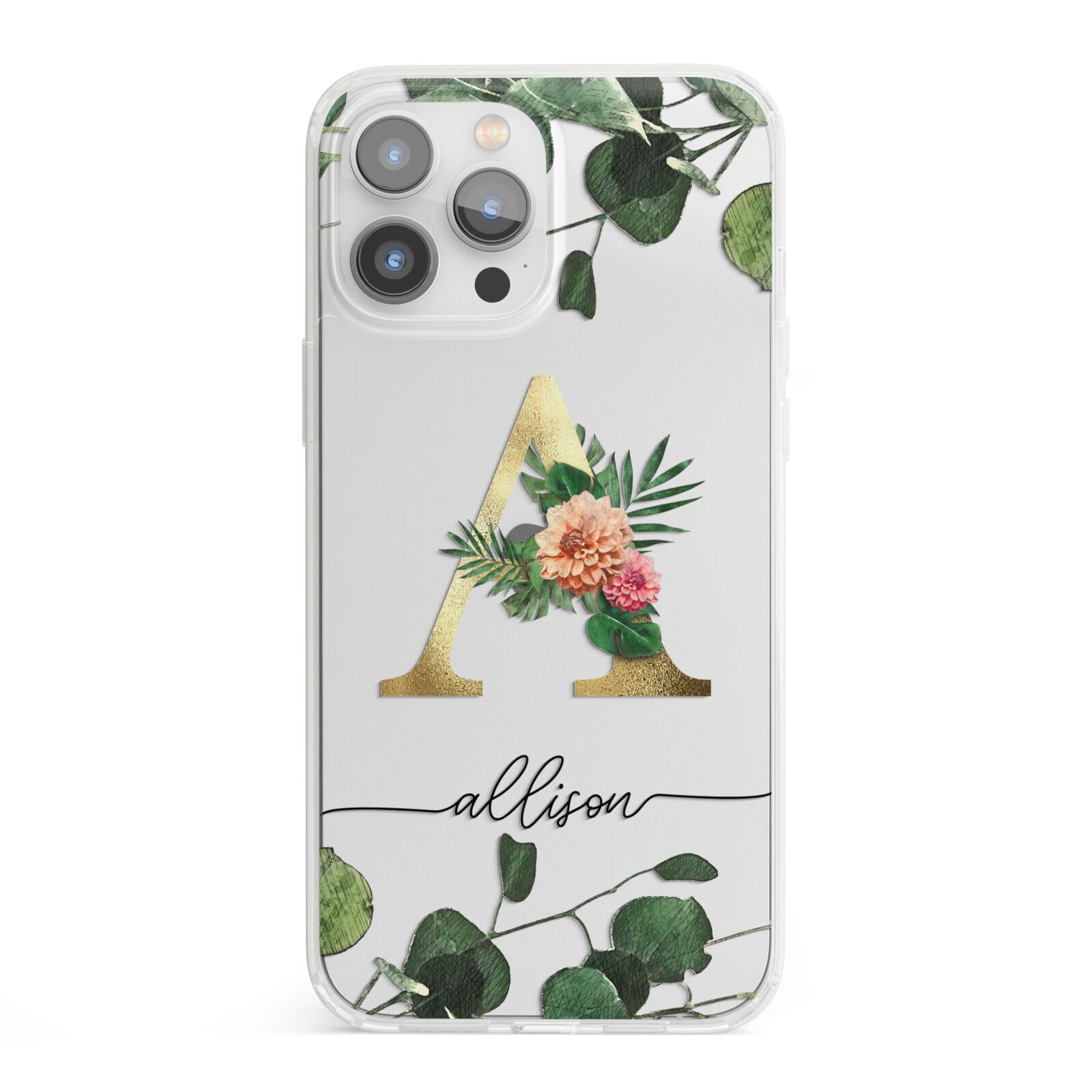 Personalised Forest Monogram iPhone 13 Pro Max Clear Bumper Case