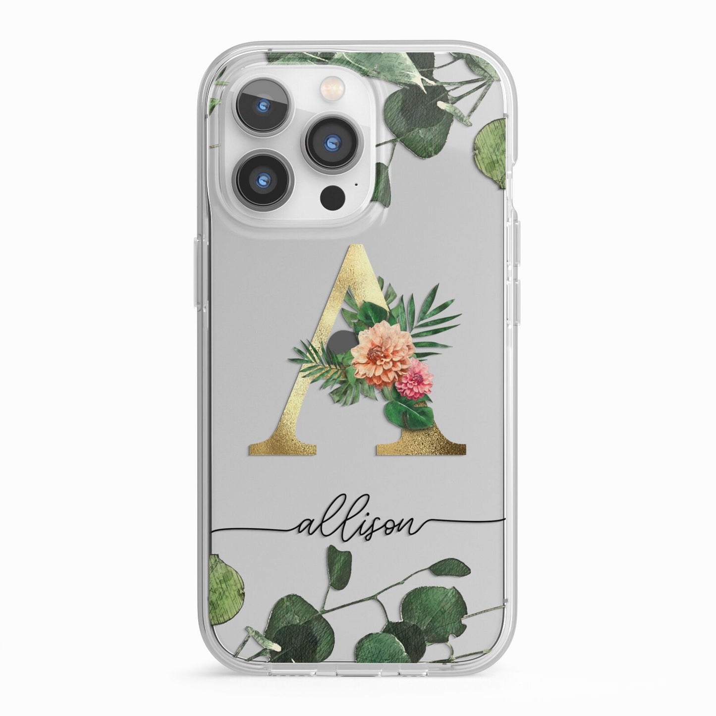 Personalised Forest Monogram iPhone 13 Pro TPU Impact Case with White Edges