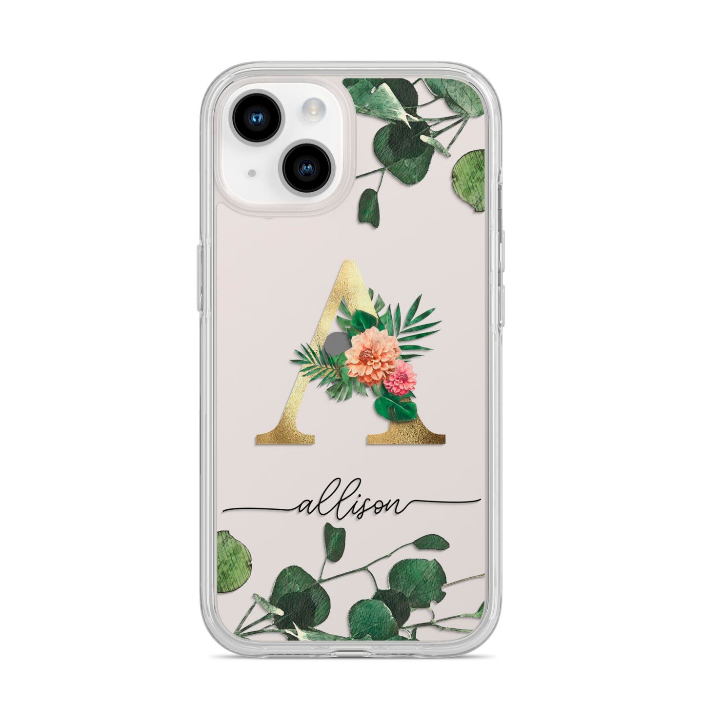 Personalised Forest Monogram iPhone 14 Clear Tough Case Starlight