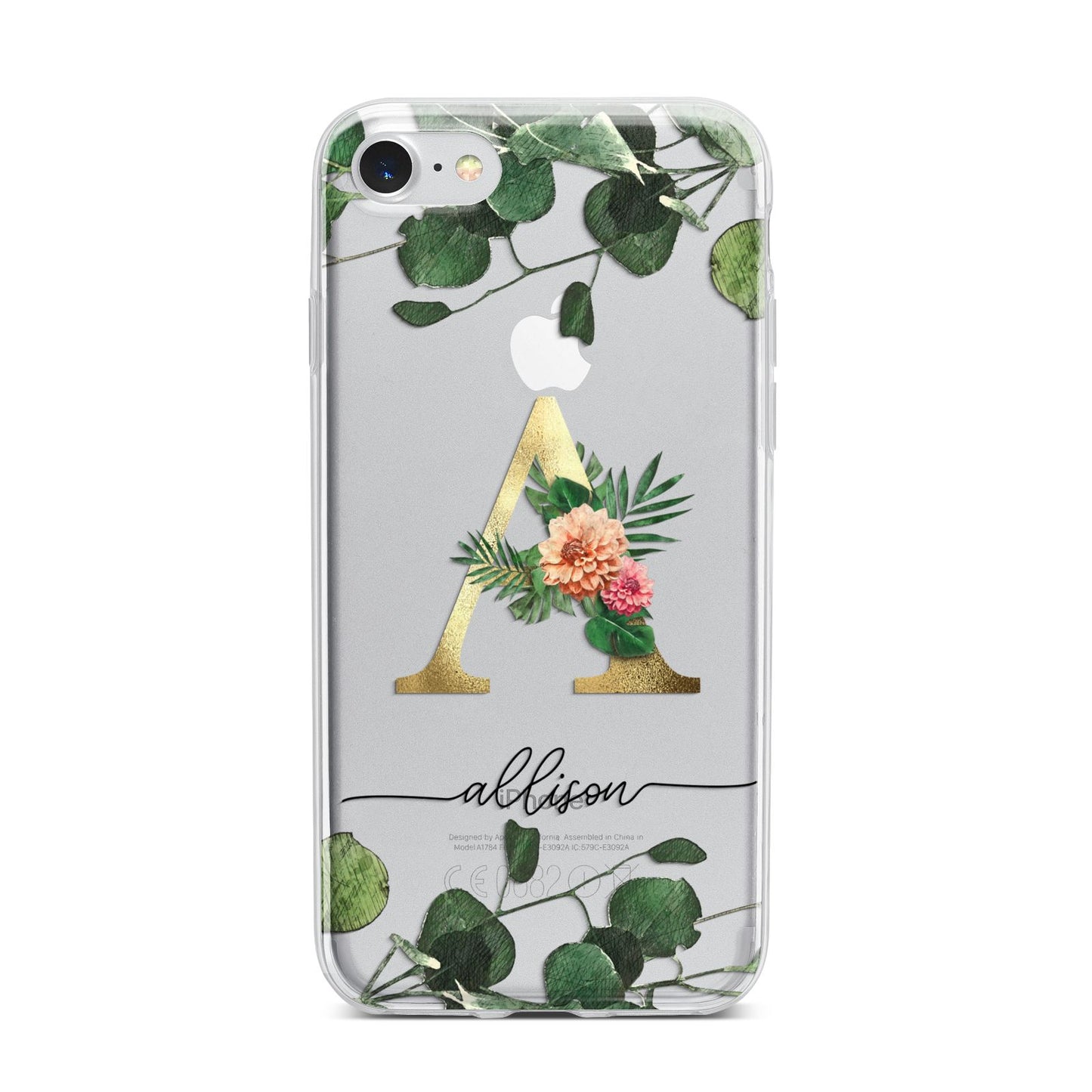 Personalised Forest Monogram iPhone 7 Bumper Case on Silver iPhone