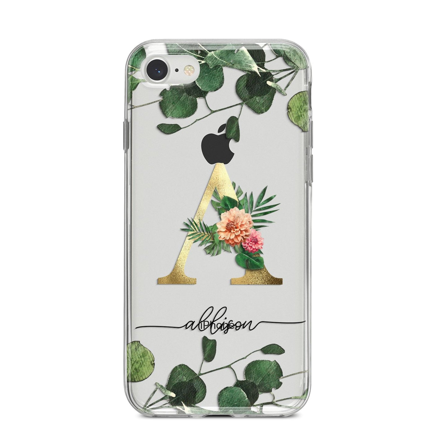 Personalised Forest Monogram iPhone 8 Bumper Case on Silver iPhone