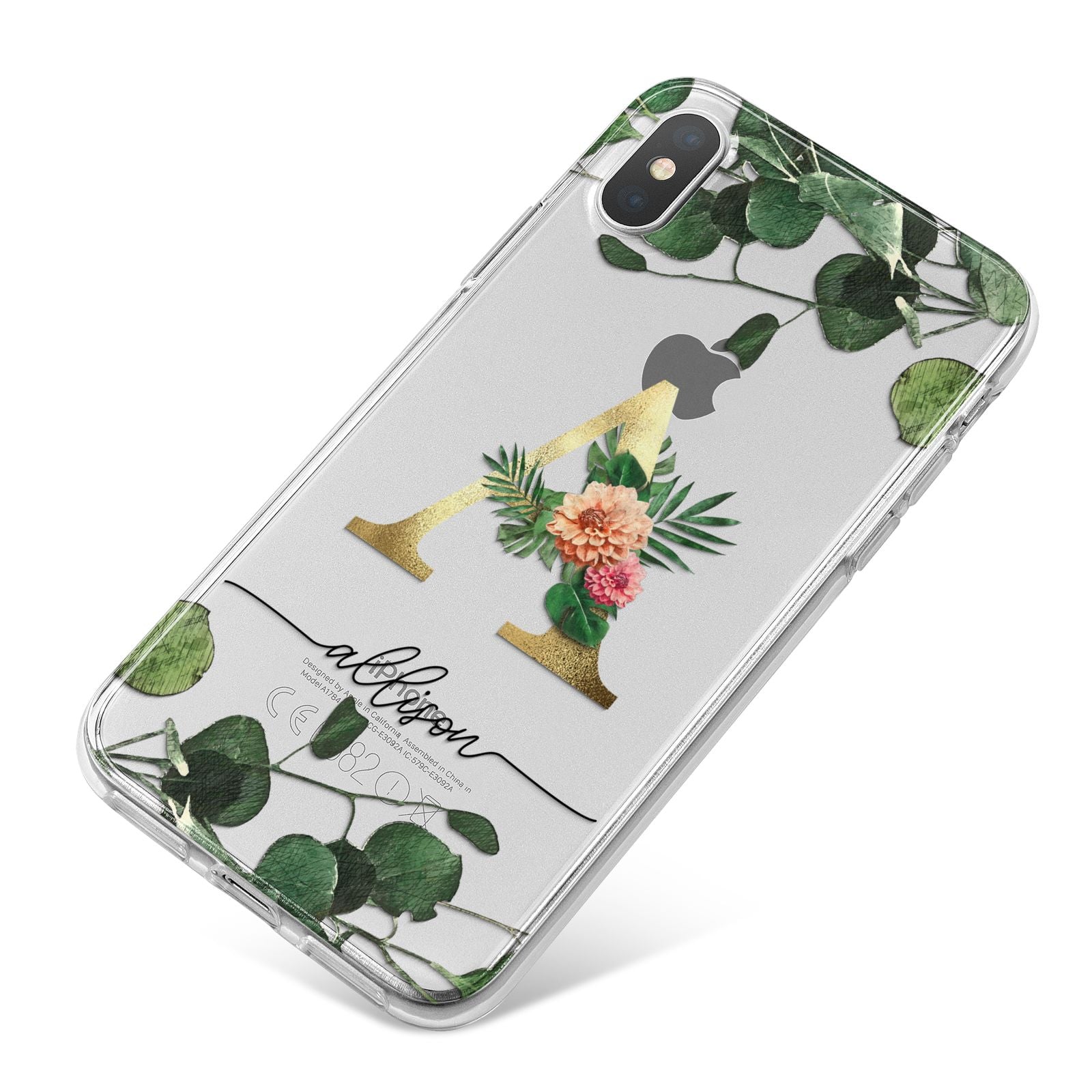 Personalised Forest Monogram iPhone X Bumper Case on Silver iPhone