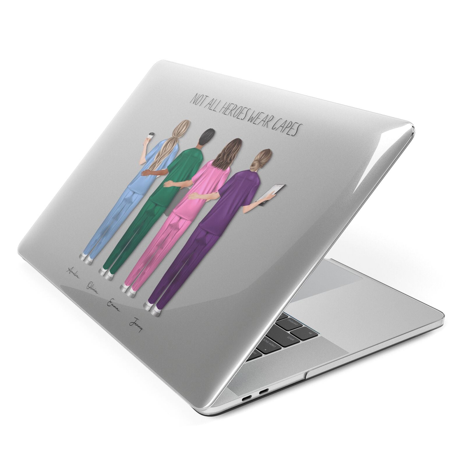 Personalised Four Nurses Apple MacBook Case Side View