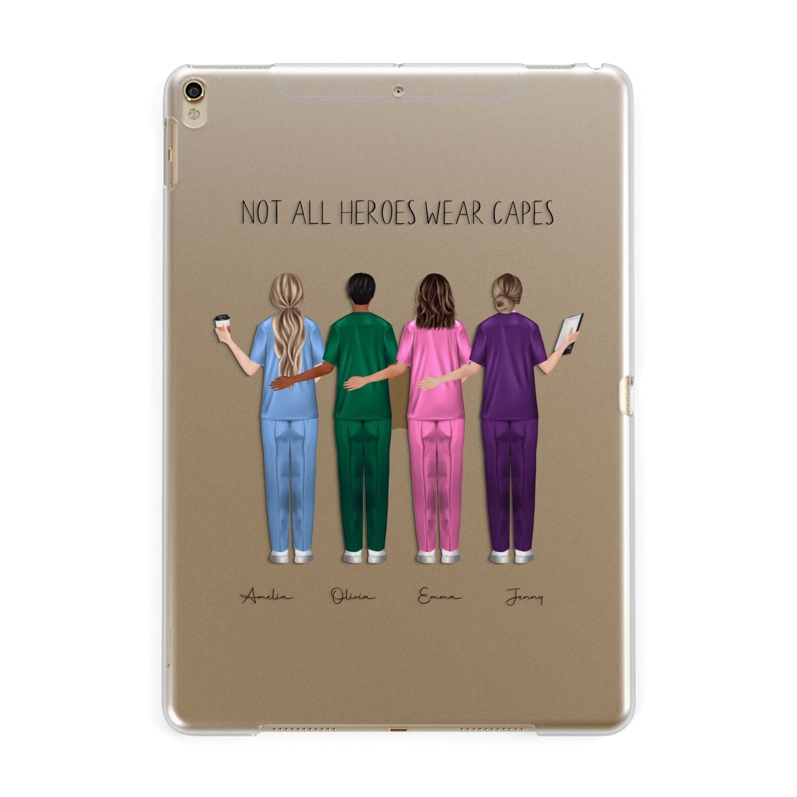 Personalised Four Nurses Apple iPad Gold Case