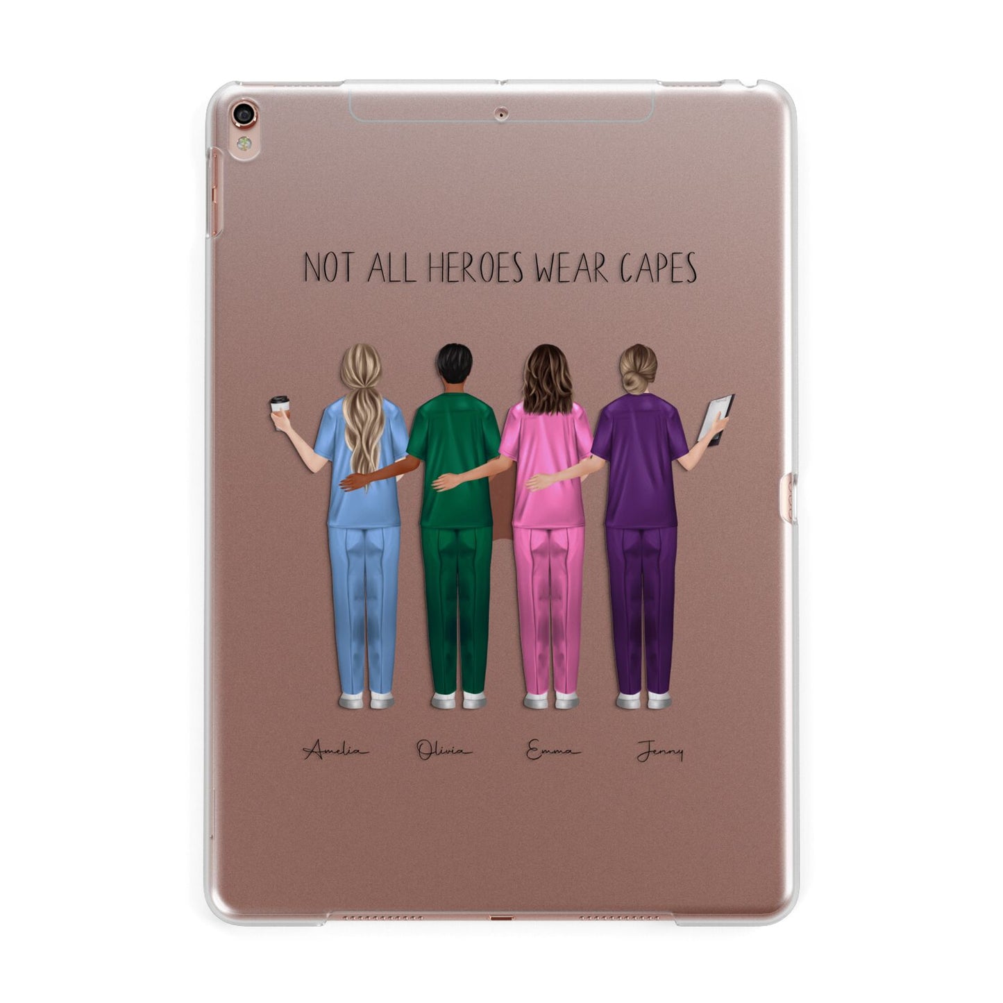 Personalised Four Nurses Apple iPad Rose Gold Case