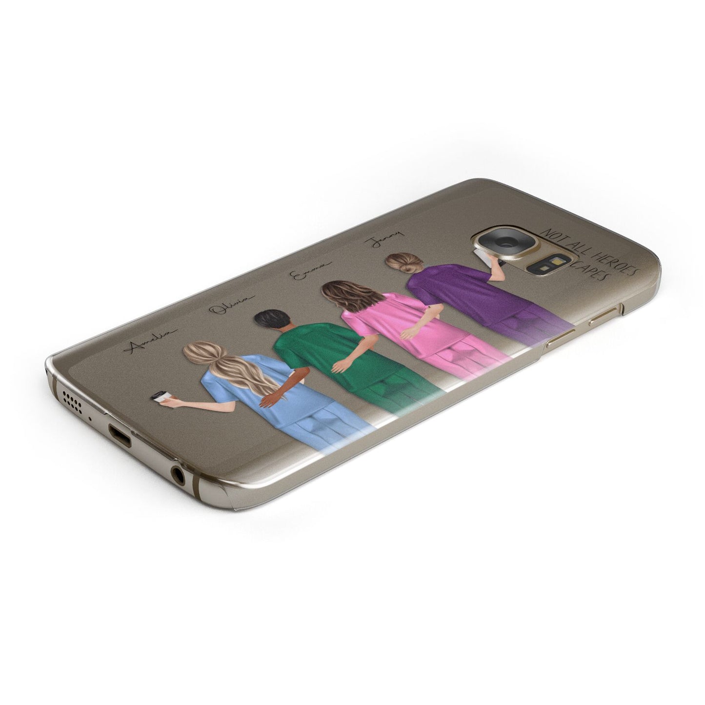 Personalised Four Nurses Protective Samsung Galaxy Case Angled Image