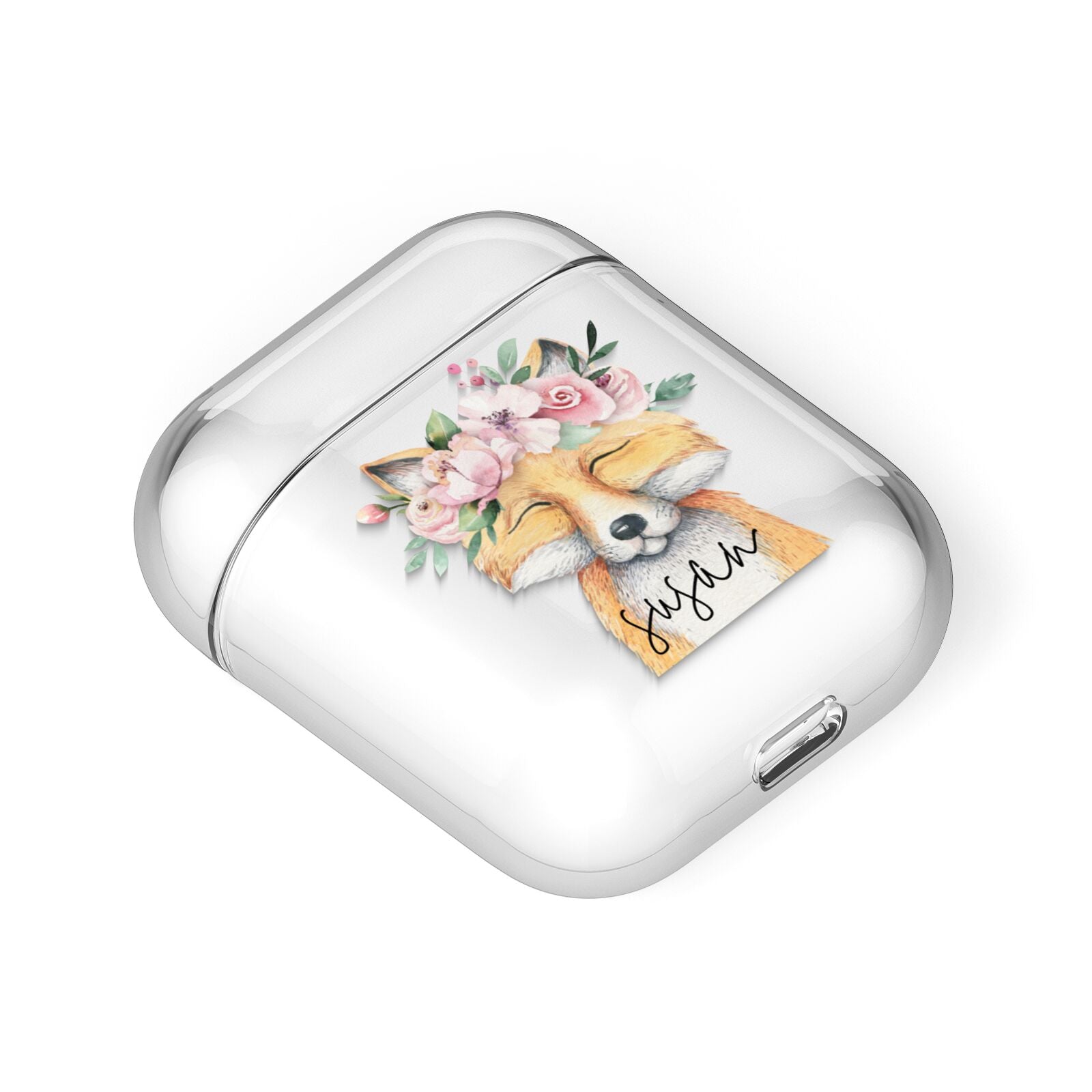 Personalised Fox AirPods Case Laid Flat