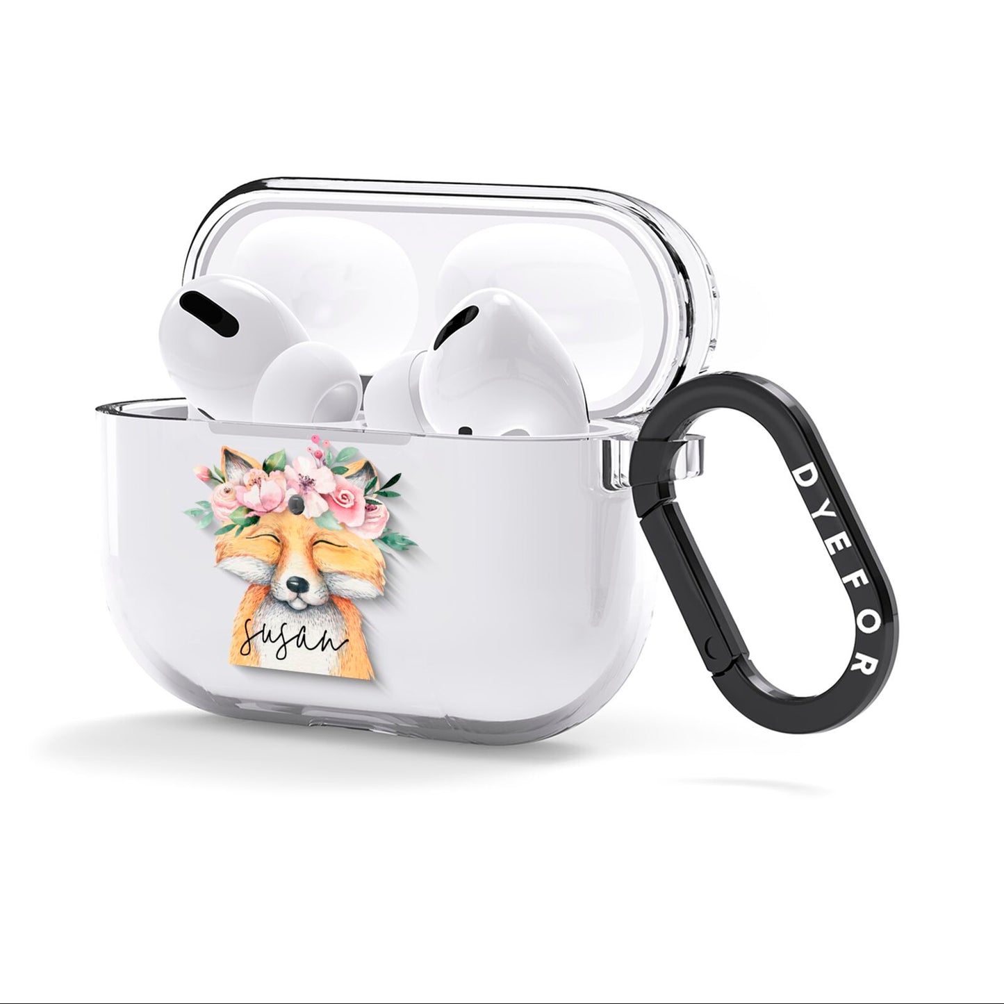 Personalised Fox AirPods Clear Case 3rd Gen Side Image