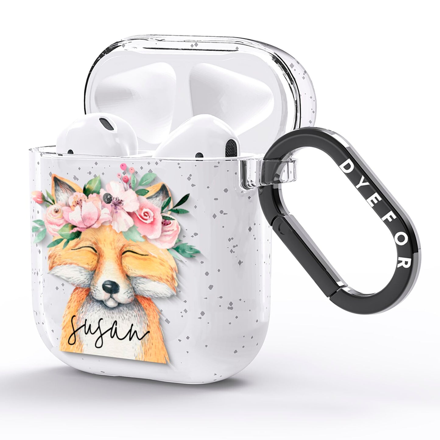 Personalised Fox AirPods Glitter Case Side Image