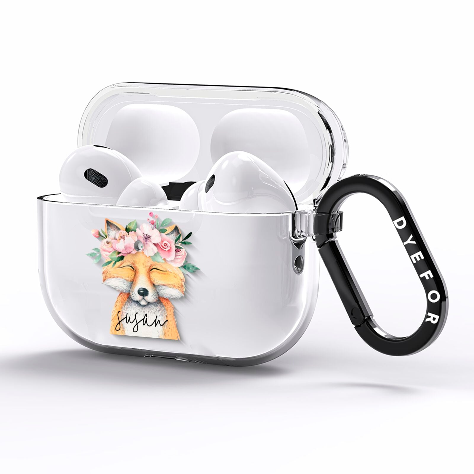 Personalised Fox AirPods Pro Clear Case Side Image