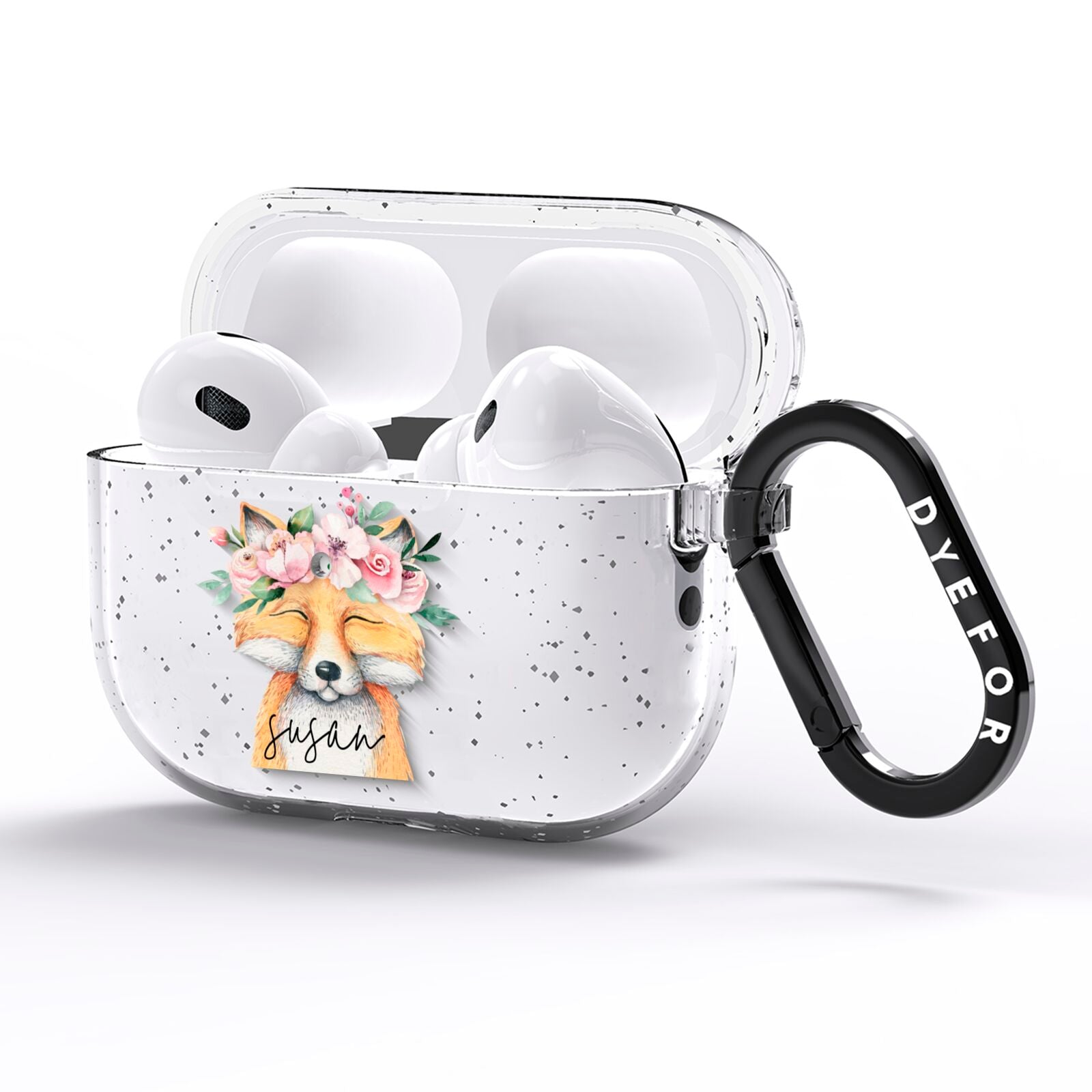 Personalised Fox AirPods Pro Glitter Case Side Image