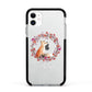 Personalised Fox Christmas Wreath Apple iPhone 11 in White with Black Impact Case