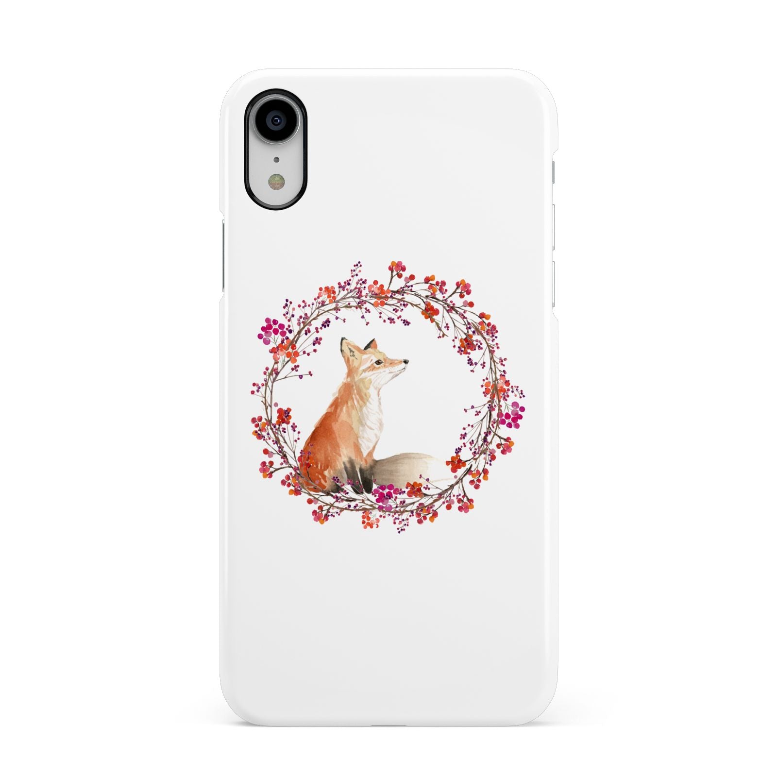 Personalised Fox Christmas Wreath Apple iPhone XR White 3D Snap Case