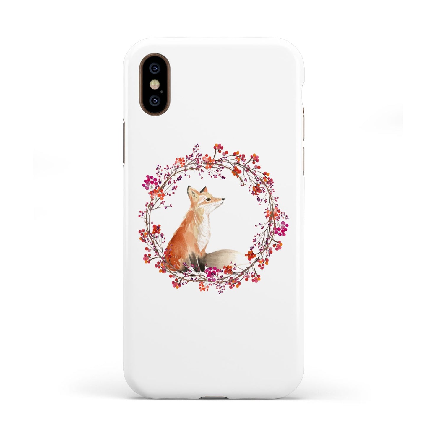 Personalised Fox Christmas Wreath Apple iPhone XS 3D Tough