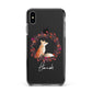 Personalised Fox Christmas Wreath Apple iPhone Xs Max Impact Case Black Edge on Black Phone