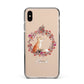 Personalised Fox Christmas Wreath Apple iPhone Xs Max Impact Case Black Edge on Gold Phone