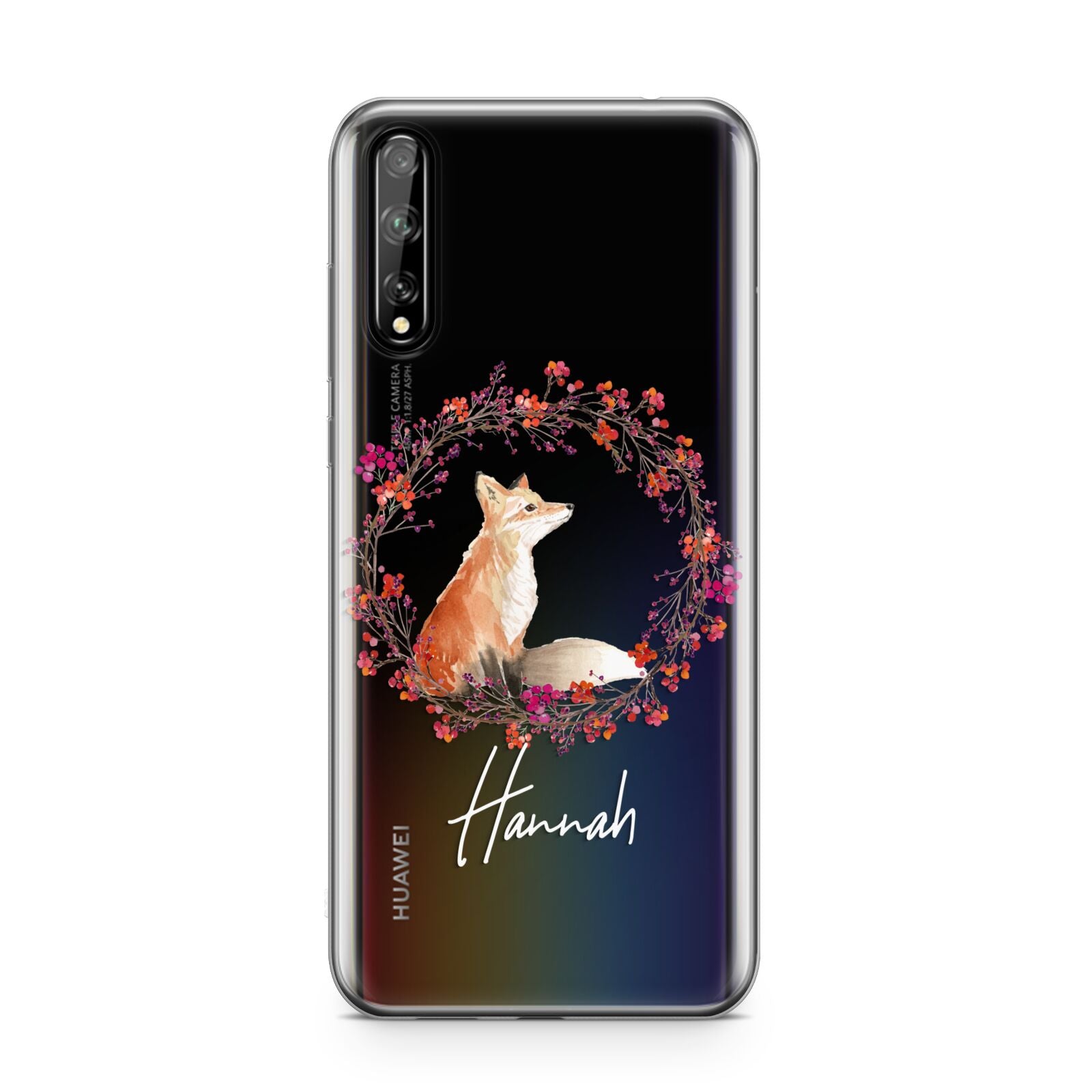 Personalised Fox Christmas Wreath Huawei Enjoy 10s Phone Case